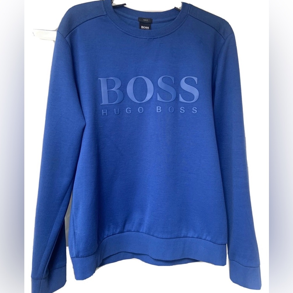 Boss by Hugo Boss Blue Logo Print Cotton
Knit Sweatshirt